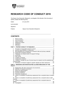 RESEARCH CODE OF CONDUCT 201