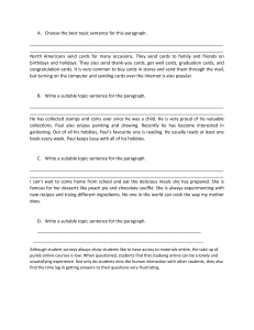 topic sentence worksheet