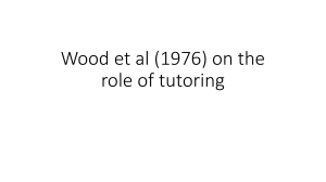 Wood et al. (1976): Tutoring & Scaffolding in Child Development