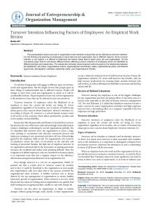Data -- Turnover Intention Influencing Factors of Employees - An Empirical Work Review