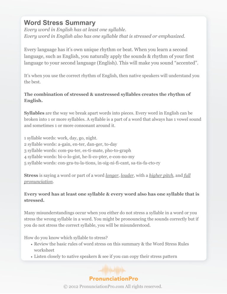 Word Stress WS