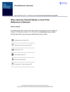 Why Libraries Should Retain a Core Print Reference Collection