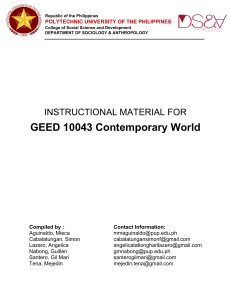 GEED1004 The Contemporary World (PUP Manila, College of Sociology and Anthropology)
