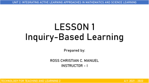 Chapter II - Lesson 1 - Inquiry-Based Learning