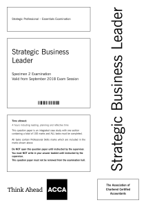 ACCA Strategic Business Leader Exam - Specimen 2