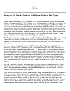 Analysis Of Poetic Devices In William Blake’s The Tyger