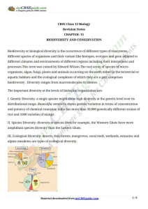 12 biology notes ch15 biodiversity and conservation