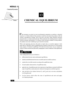 Chemical Equilibrium: Concepts and Principles