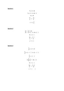 Algebra Worksheet step by step