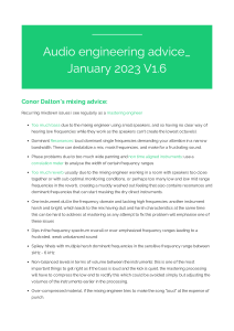 Audio engineering advice  January2023 2023 V1.6