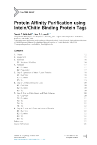 Protein Affinity Purification using Intein Chitin Binding Protein Tags