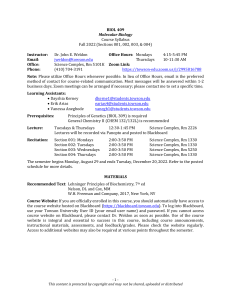 BIOL 409 Molecular Biology Syllabus - Towson University