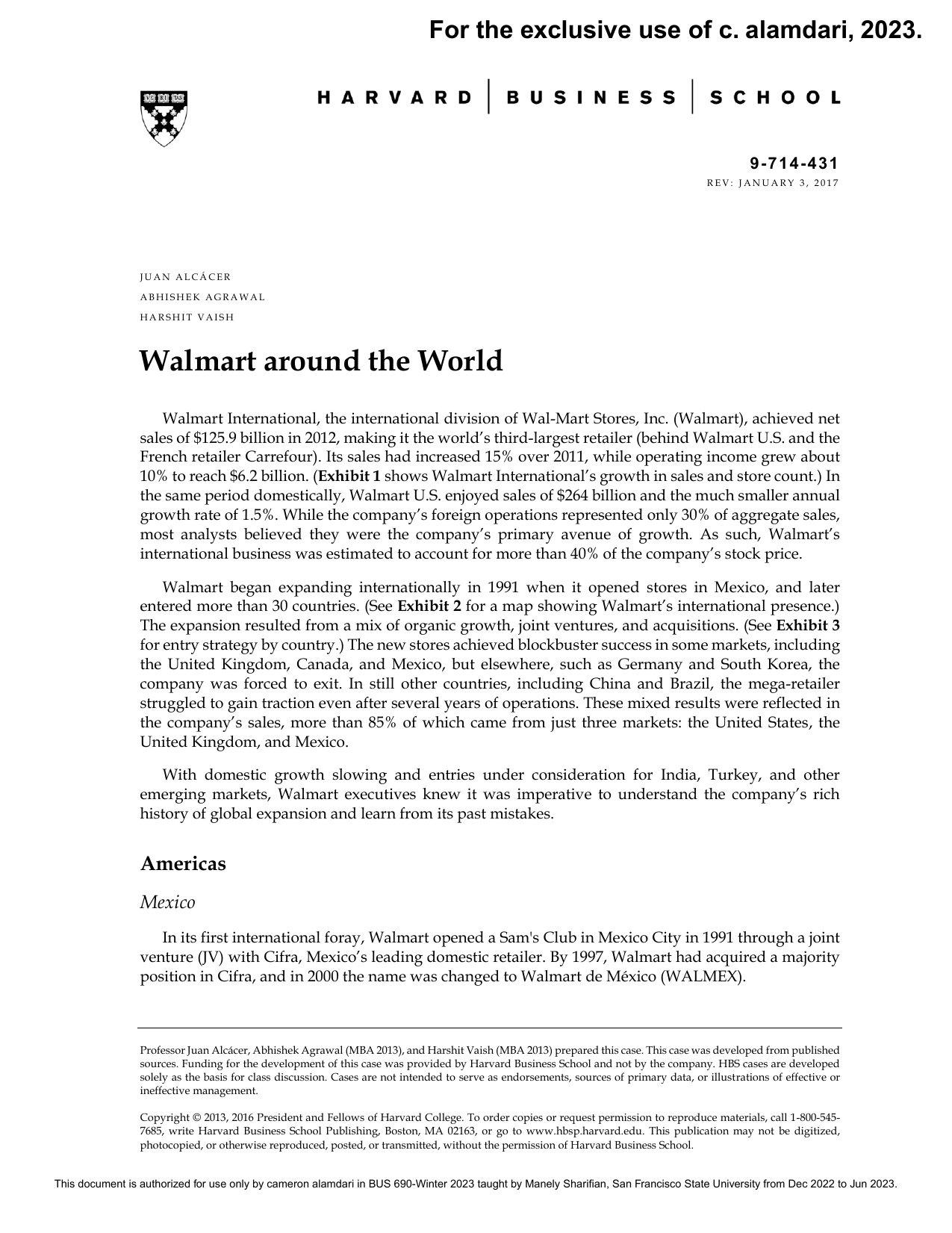 DOC) Strategic alliances in Mexico: the case of Wal Mart-Cifra