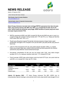 Laporan Keuangan ADRO 2Q22