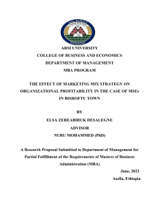 The effect of marketing mix strategy on profitablity in the case of MSCs in bishoftu town Ethiopia 