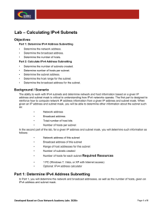 MIT 504 - Lab - 7 Calculating IPv4 Subnets