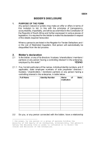 Standard Bidding Document (SDB) 4 Annexure A