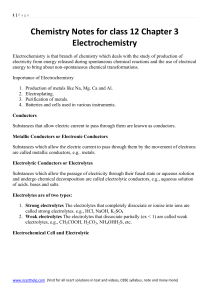 Chemistry Notes for class 12 Chapter 3 Electrochemistry 