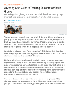 TTL 2 - A Step-by-Step Guide to Teaching Students to Work in Groups
