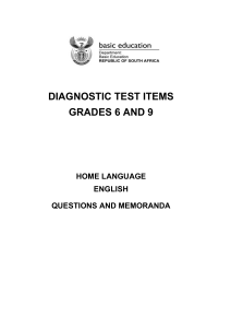 Grade 6 and 9 English HL Diagnostic Test Items