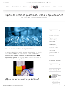 Tipos de resinas plásticas. Usos y aplicaciones - Imagia Global