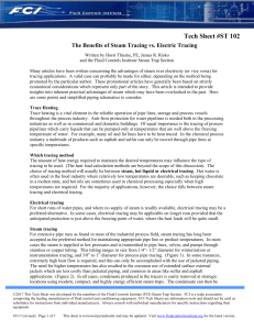 Tech Sheet #ST 102 - The Benefits of Steam Tracing vs. Electric Tracing