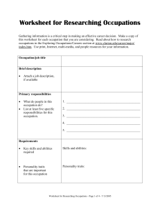 Worksheet Occupations