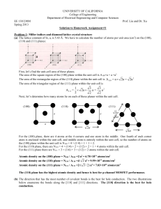 Solution for Homework Miller Indices