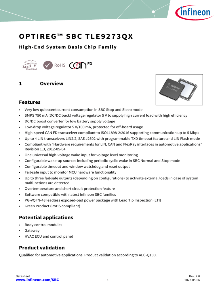 Infineon-TLE9273QX-DataSheet-v02 00-EN