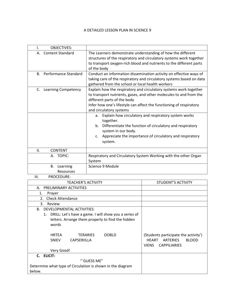A DETAILED LESSON PLAN IN SCIENCE 9