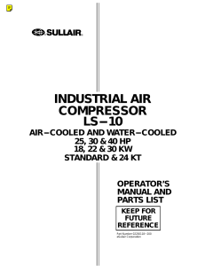 Sullair LS-10 Air Compressor Operator's Manual & Parts List