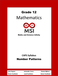 Number Patterns Revision Booklet