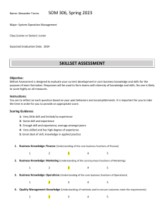 Skillset assessment form - SOM 306, Spring 2023