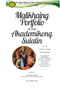 Grade 12 Filipino Academic Portfolio