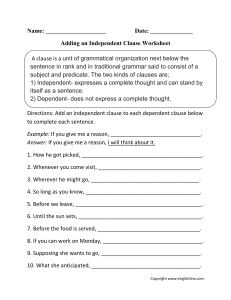 Adding-Independent-Clause-Worksheet