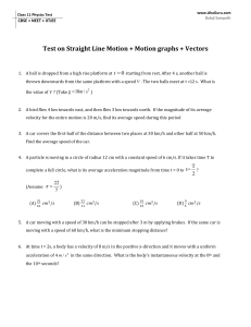 Class 11 Physics Test: Motion, Graphs, Vectors