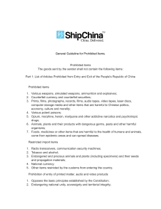 General Guideline for Prohibited Items - ShipChina