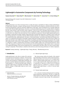 Lightweight in Automotive Components by Forming Technology