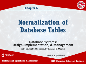  Normalization of Database