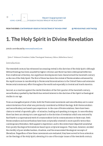 1. The Holy Spirit in Divine Revelation   Bible.org