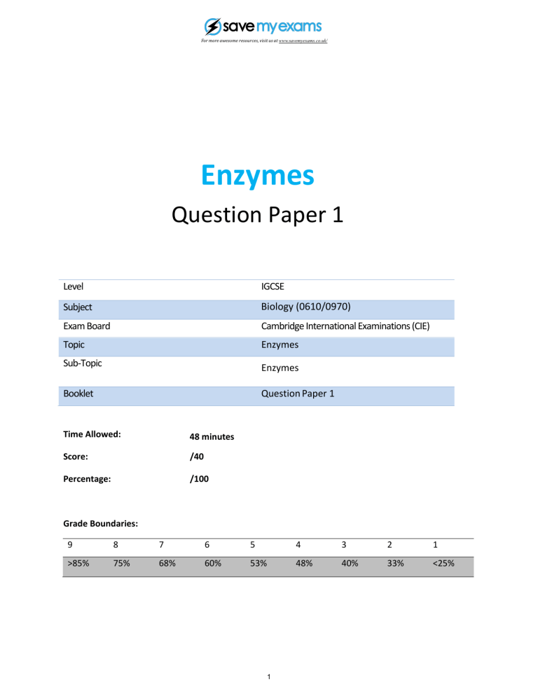 5EnzymesTopicBooklet1CIEIGCSEBiology