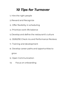10 Tips for Turnover