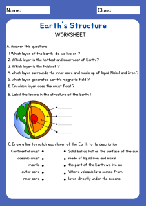 Grade 7 Worksheet 2nd Meeting Structure of Earth Update