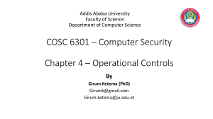 4. COSC 6301 – Computer Security - Operational Controls