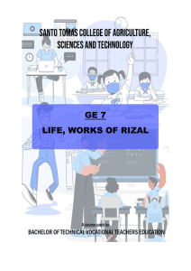 GE 7 Life, Works of Rizal Course Specification