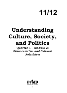 UCSP Q1 Mod2 Ethnocentrism and Cultural Relativism