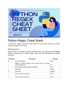 Python Regex Cheat Sheet - Hackr.io