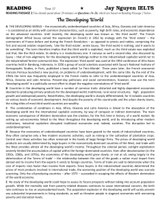 READING PASSAGE 2 - The Developing World Test 17 Jay Nguyen IELTS