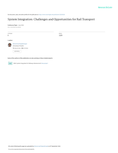 System Integration: Challenges and Opportunities for Rail Transport