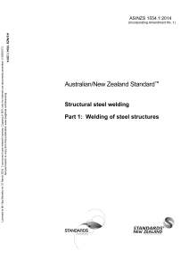 AS NZS 1554.1-2014 Structural Steel Welding